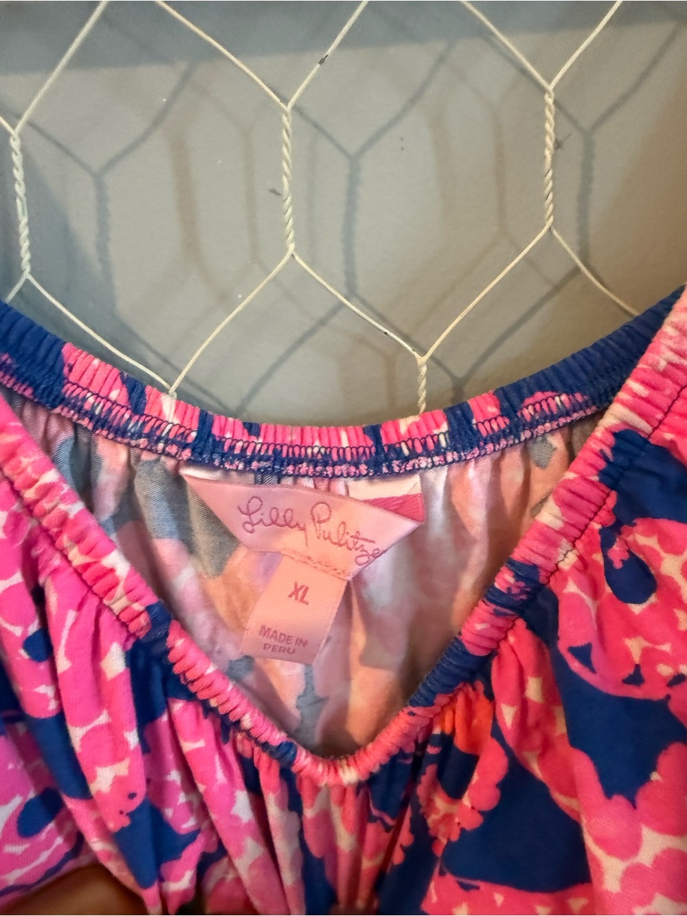 Lilly Pulitzer Pink and Navy Off-Shoulder Top - Picture 2 of 3
